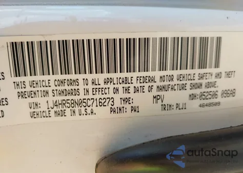2005 Jeep Grand Cherokee Limited z USA, uszkodzony, nr VIN 1J4HR58N05C716273